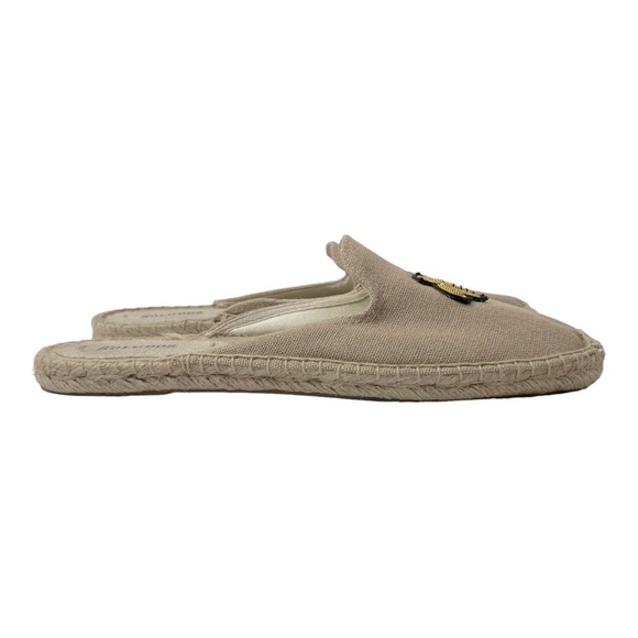 ASOS Soludos Beige Espadrille Mules With Bee Embroidery SIZE 9.5 - Picture 6 of 9